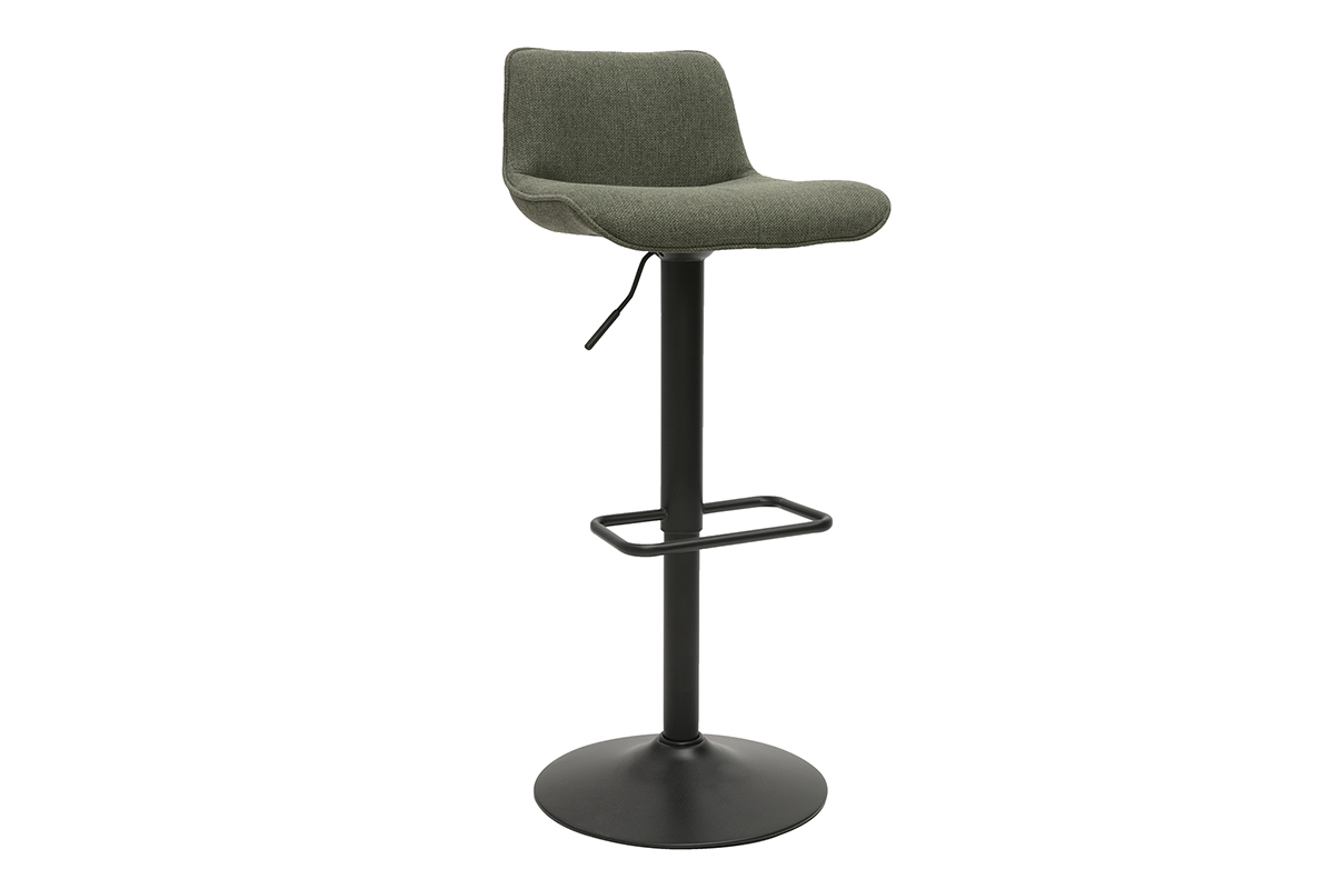 Verstellbare 360 drehbare Barhocker aus khakifarbenem Stoff und schwarzem Metall (2er-Set) BOOST