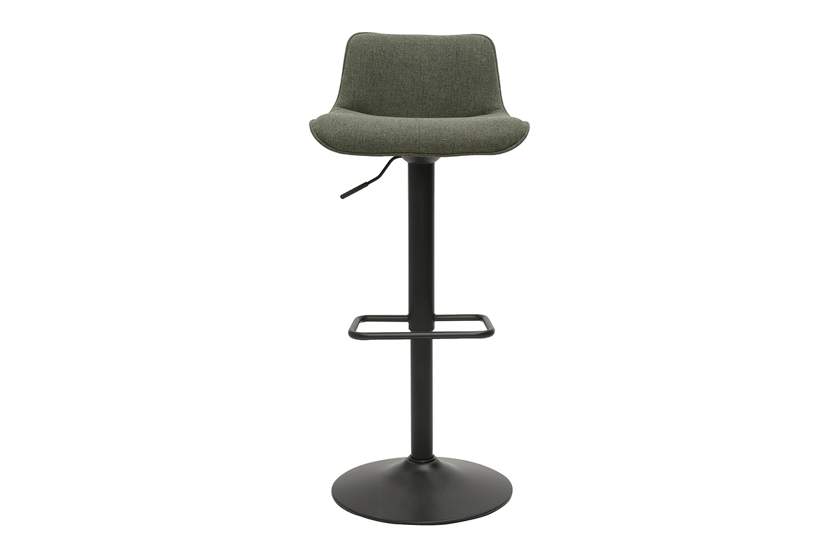 Verstellbare 360 drehbare Barhocker aus khakifarbenem Stoff und schwarzem Metall (2er-Set) BOOST