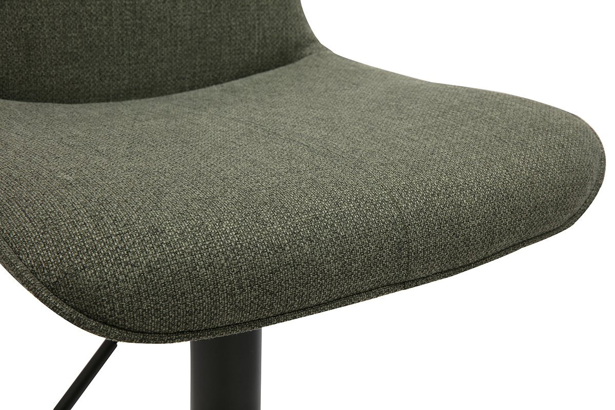 Verstellbare 360 drehbare Barhocker aus khakifarbenem Stoff und schwarzem Metall (2er-Set) BOOST