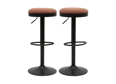 Verstellbare Barhocker aus Chenille-Stoff in erdiger gebrannter Farbe und Metall (2er-Set) THOR