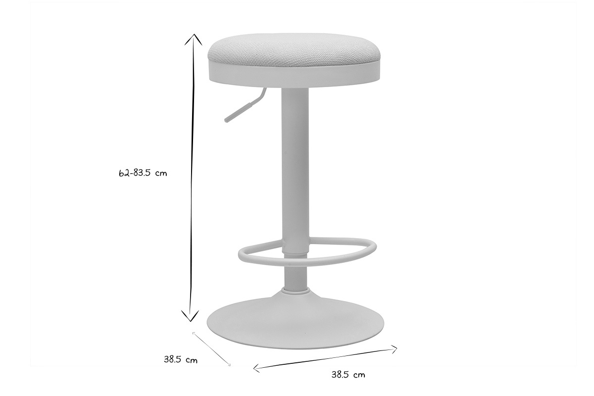 Abmessungen der verstellbaren Barhocker: H�he 62-83,5 cm, Durchmesser 38,5 cm, Bild in Schwarzwei�.
