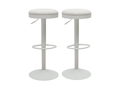 Verstellbare Barhocker aus ecrufarbenem Chenille-Stoff und Metall (2er-Set) THOR