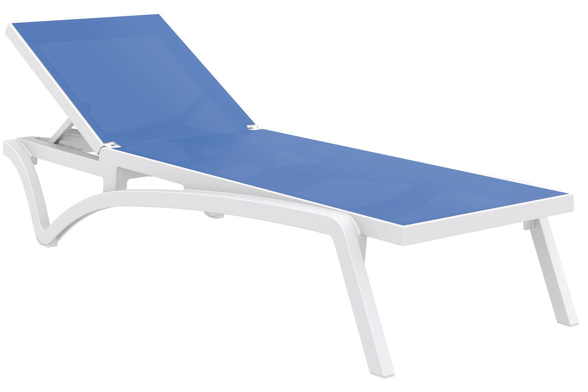 Verstellbare blaue Chaiselongue mit Rollen CORAIL