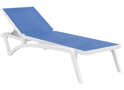 Verstellbare blaue Chaiselongue mit Rollen CORAIL - Verstellbare blaue Chaiselongue mit Rollen CORAIL