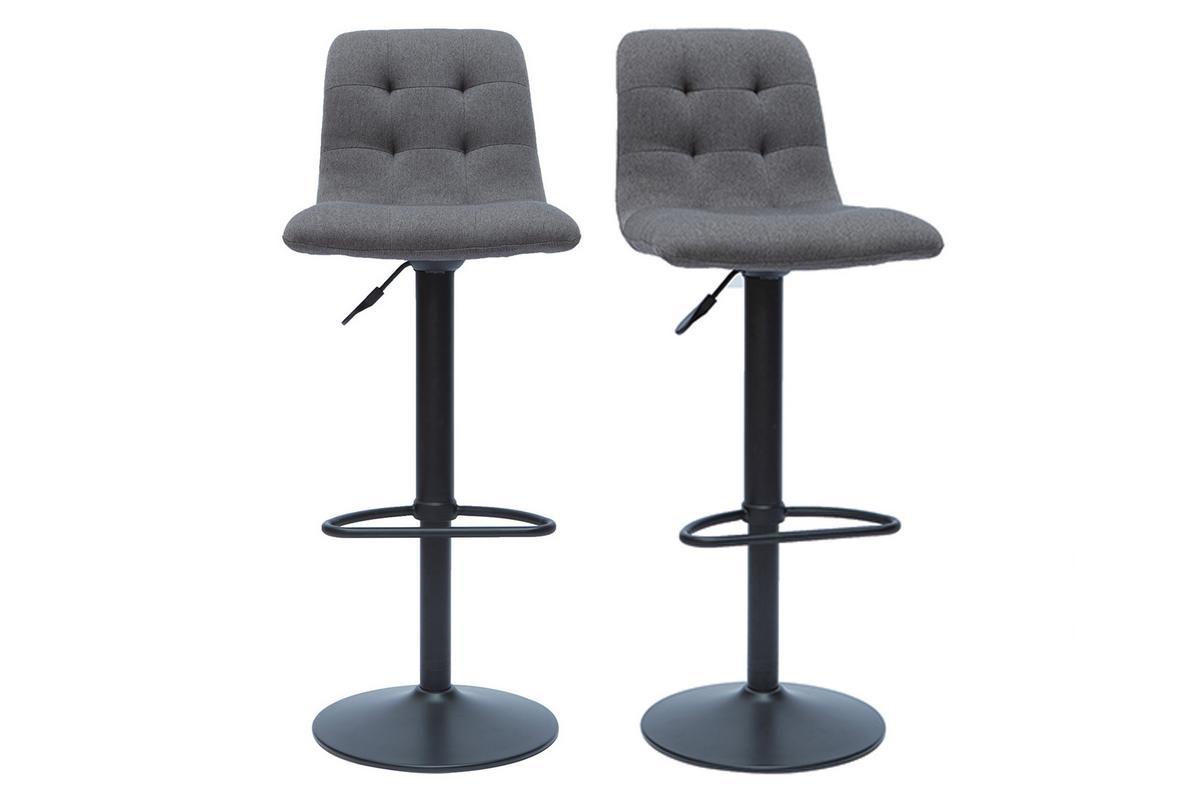 Verstellbare Design-Barhocker grau (2er-Set) ESCAPE