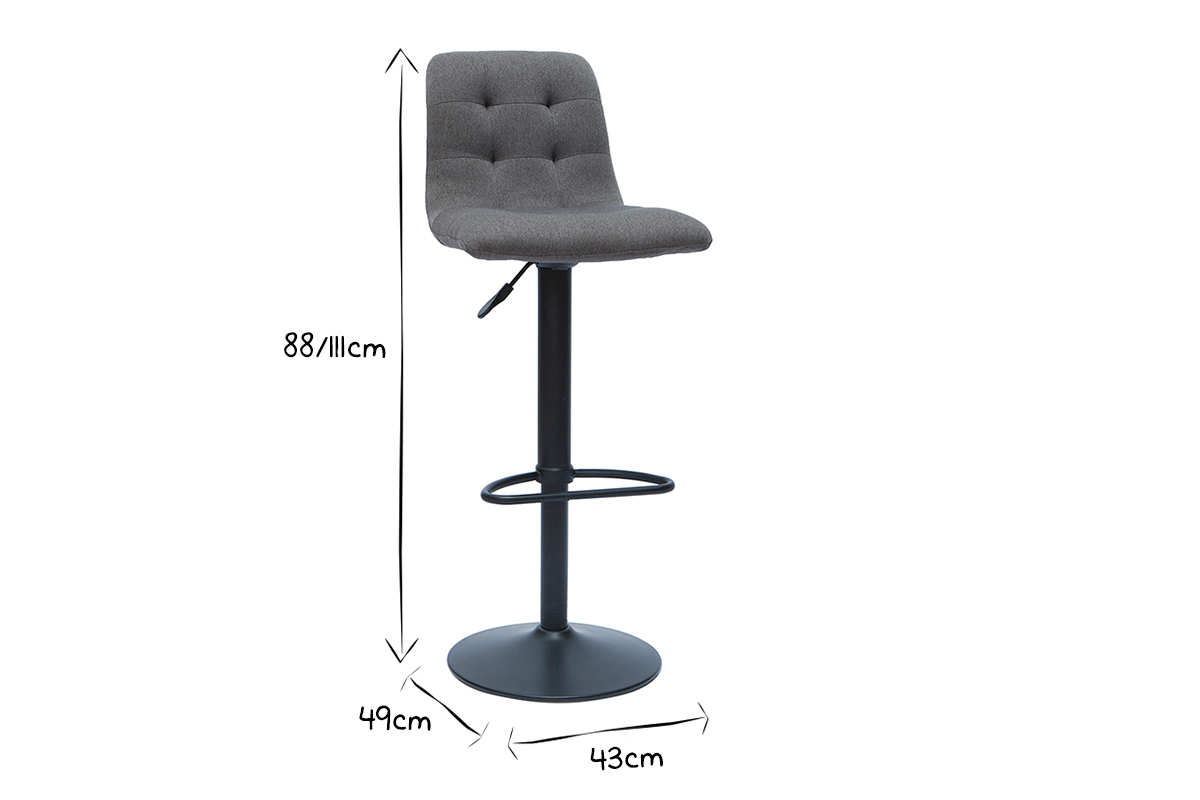 Verstellbare Design-Barhocker grau (2er-Set) ESCAPE