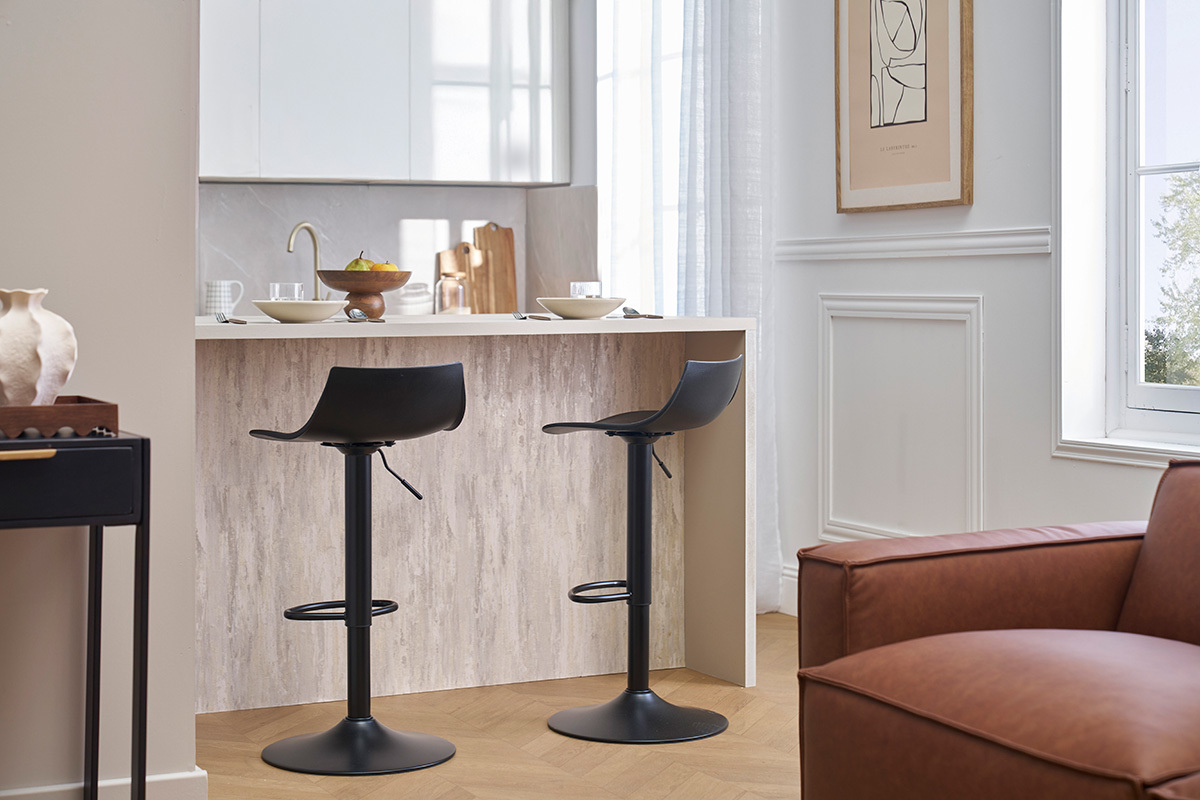 Verstellbare Design Barhocker in Schwarz (Set von 2) KELLY