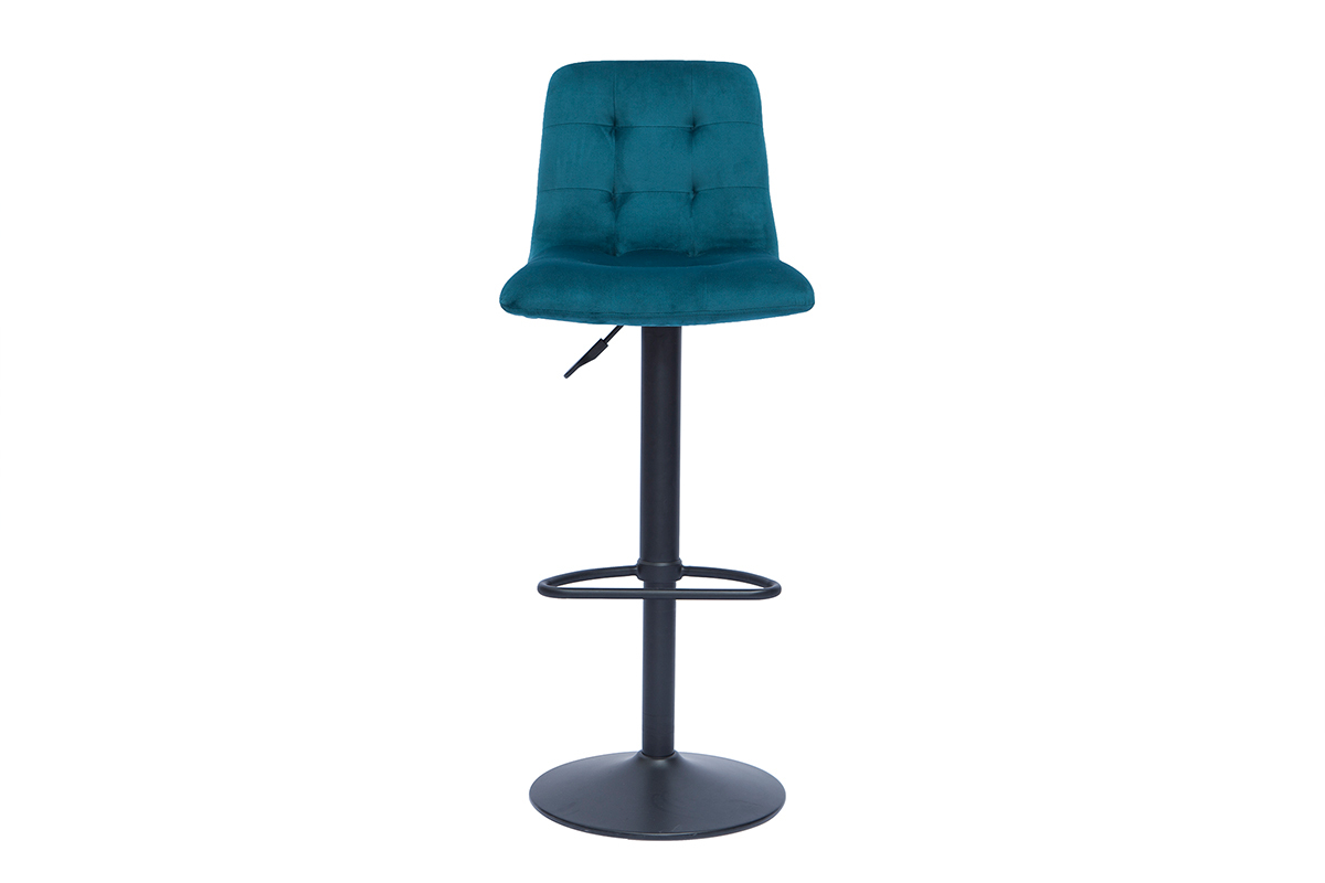 Verstellbare Design-Barhocker petrolblauer Samt (2er-Set) ESCAPE