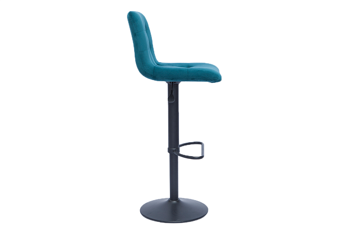 Verstellbare Design-Barhocker petrolblauer Samt (2er-Set) ESCAPE