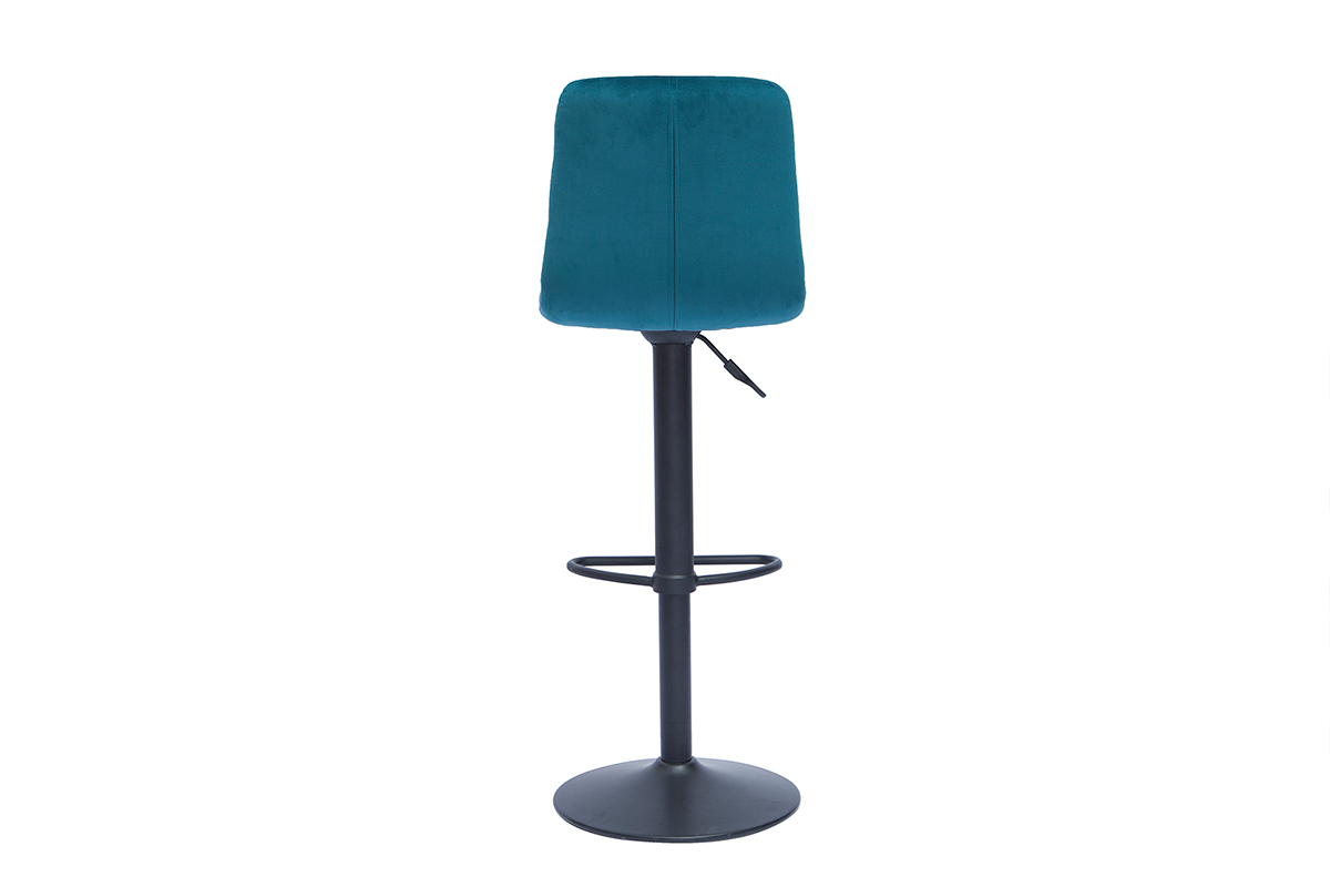 Verstellbare Design-Barhocker petrolblauer Samt (2er-Set) ESCAPE
