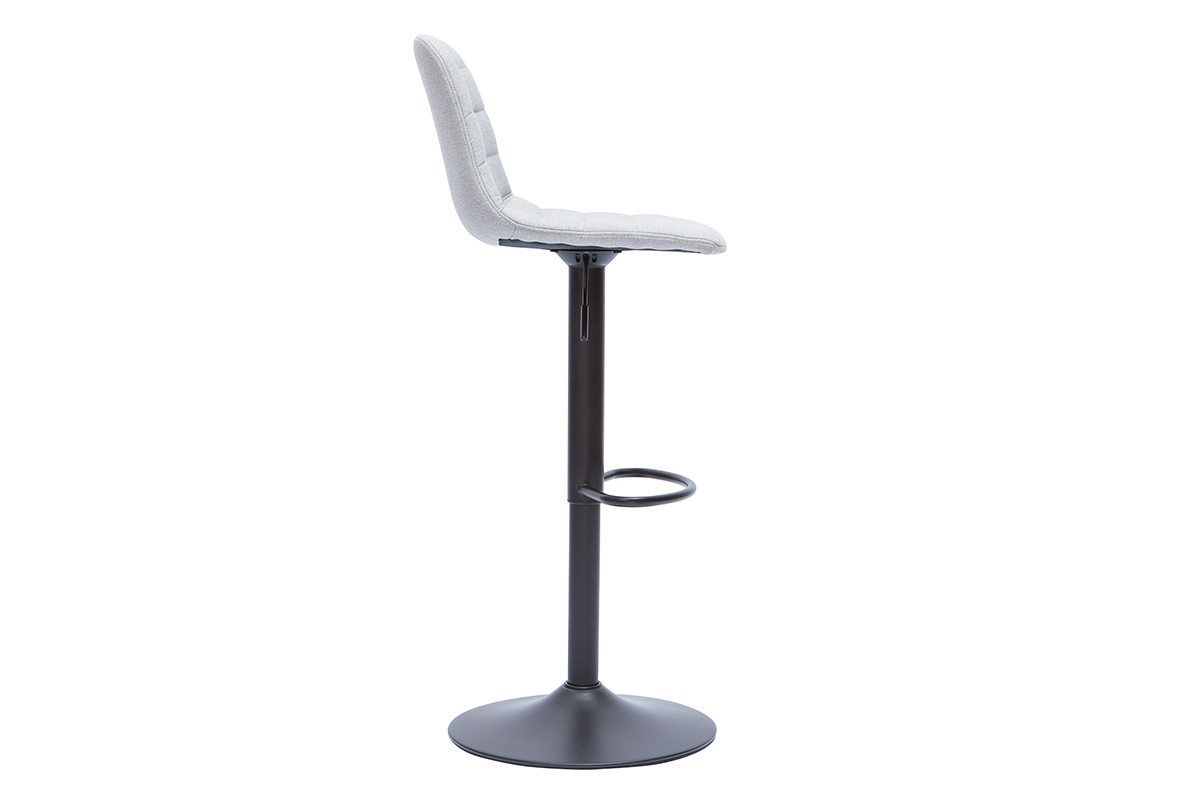 Verstellbare, drehbare Barhocker 360� aus hellgrauem Stoff und Metall (2er-Set) SAURY
