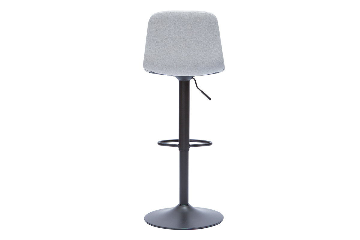 Verstellbare, drehbare Barhocker 360� aus hellgrauem Stoff und Metall (2er-Set) SAURY