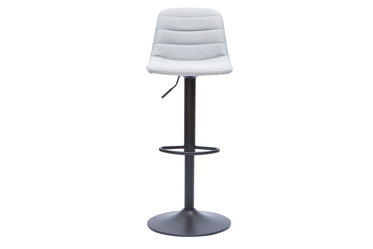 Verstellbare, drehbare Barhocker 360� aus hellgrauem Stoff und Metall (2er-Set) SAURY