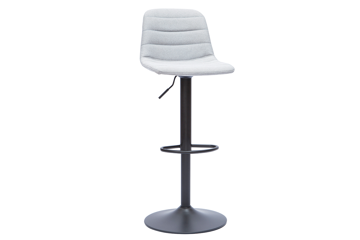 Verstellbare, drehbare Barhocker 360� aus hellgrauem Stoff und Metall (2er-Set) SAURY