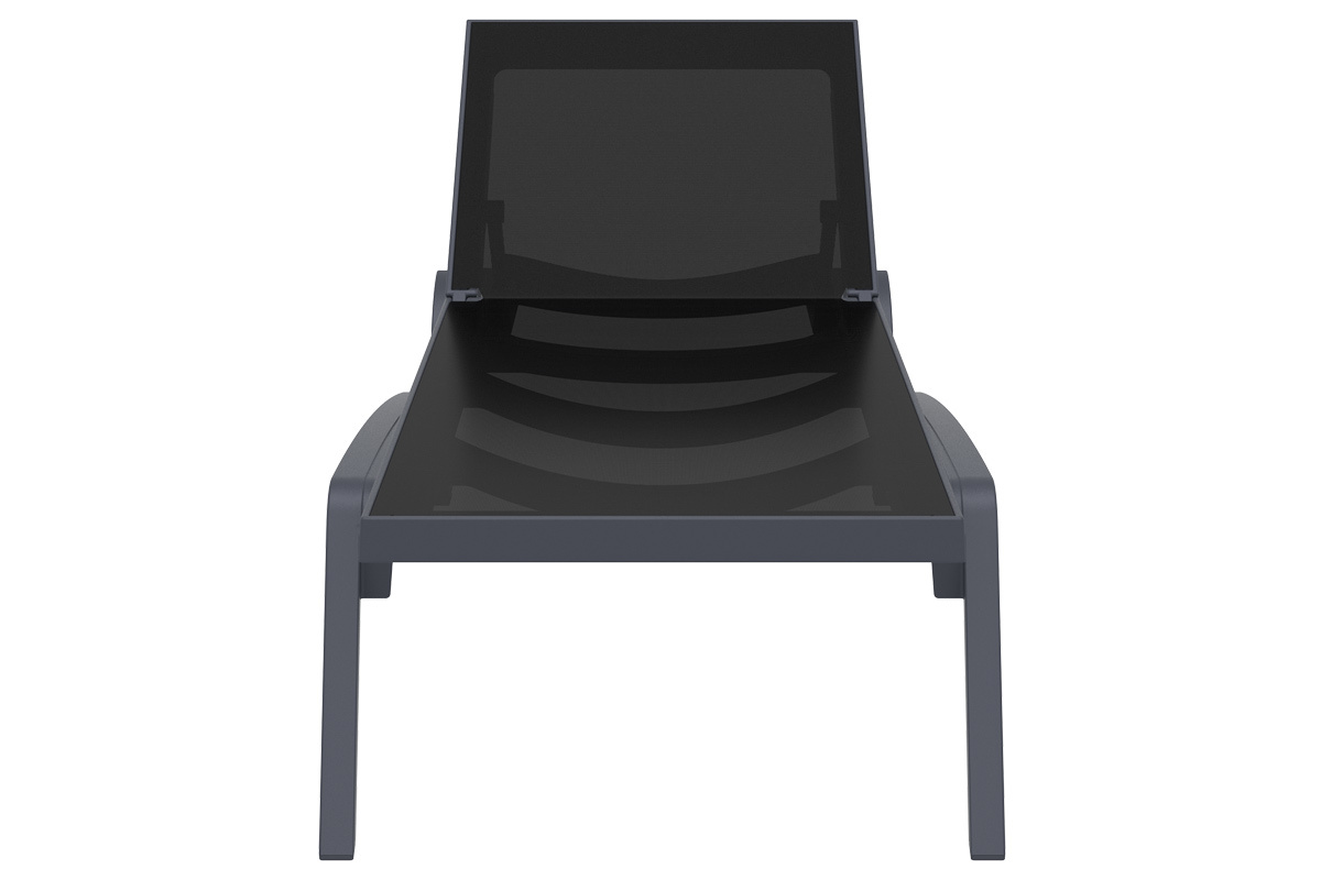 Verstellbare schwarze Chaiselongue mit Rollen CORAIL