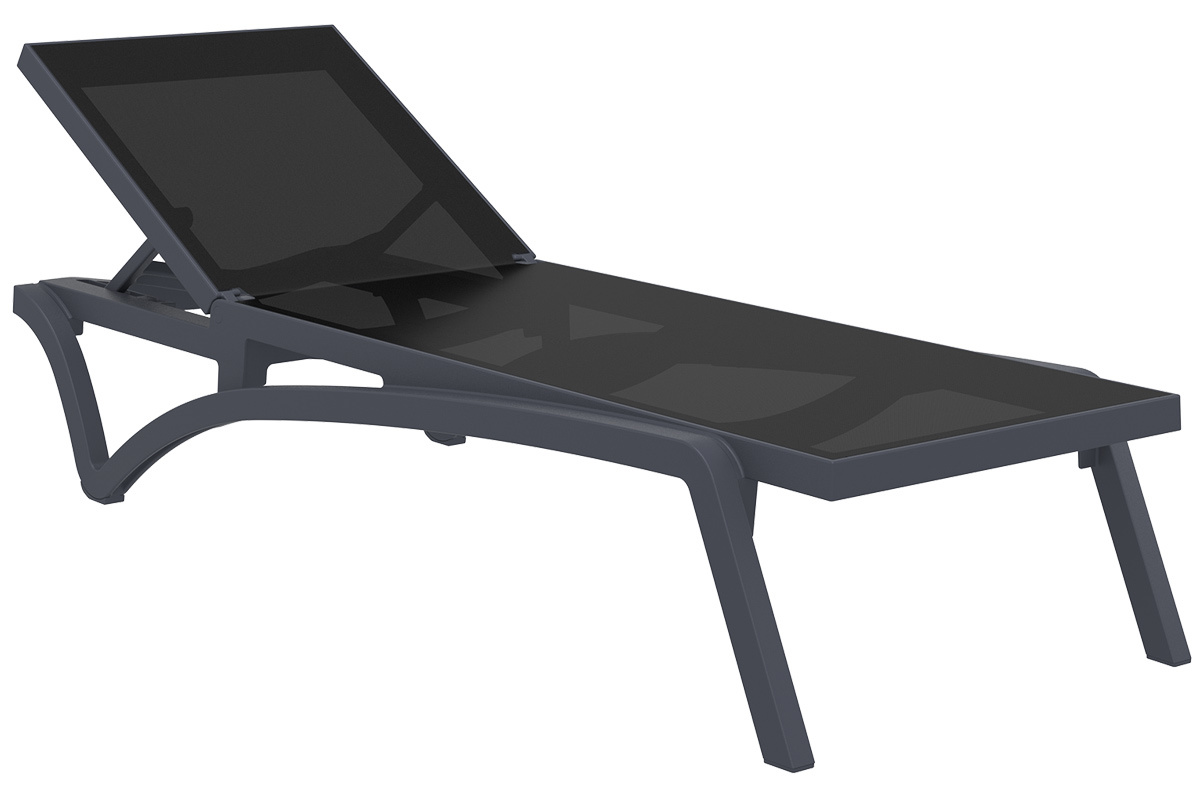 Verstellbare schwarze Chaiselongue mit Rollen CORAIL