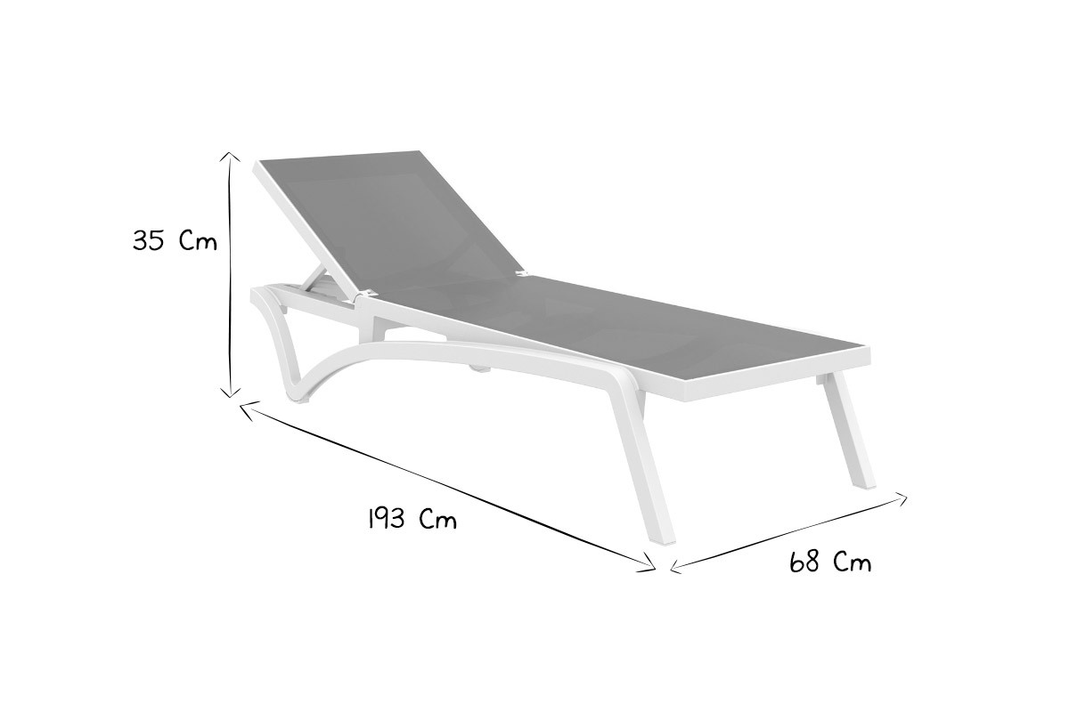 Verstellbare schwarze Chaiselongue mit Rollen CORAIL