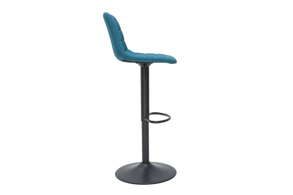 Verstellbare, um 360� drehbare Barhocker aus Stoff und Metall in Entenblau (2er-Set) SAURY