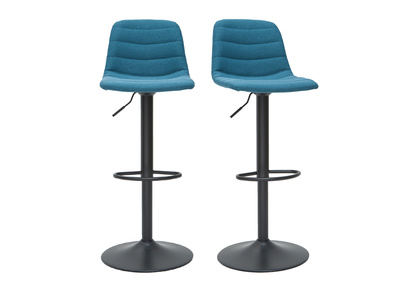 Verstellbare, um 360&deg; drehbare Barhocker aus Stoff und Metall in Entenblau (2er-Set) SAURY