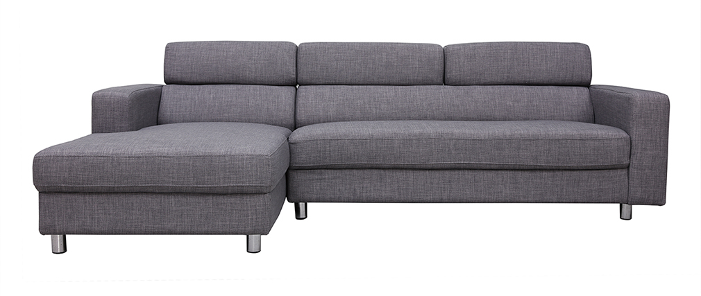 Verstellbares Design-Ecksofa (Ecke links) PORTLAND Grau - Miliboo