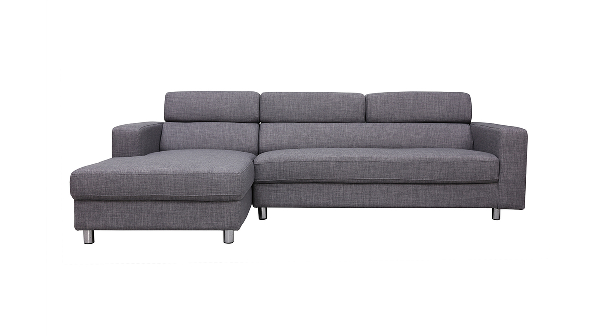 Verstellbares Design-Ecksofa (Ecke links) PORTLAND Grau