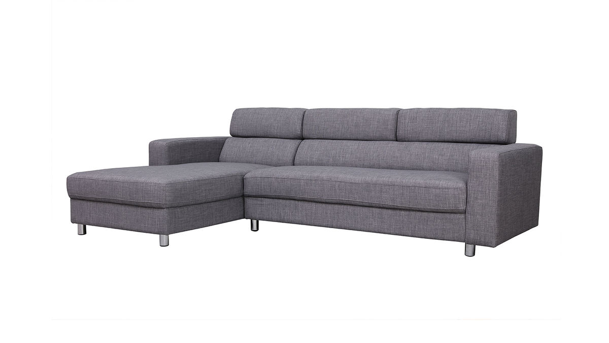 Verstellbares Design-Ecksofa (Ecke links) PORTLAND Grau