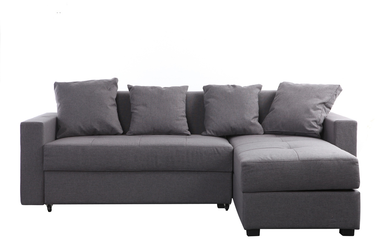 Verstellbares Ecksofa (Ecke rechts) HALVIN Grau