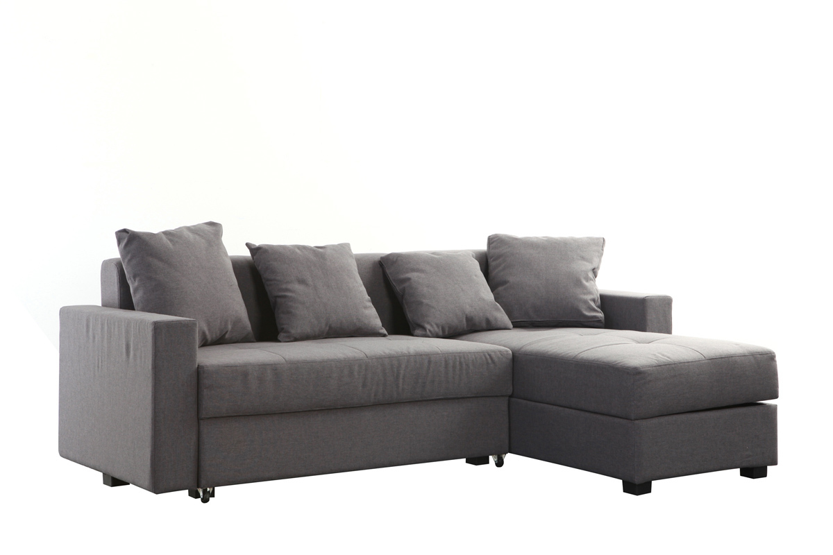 Verstellbares Ecksofa (Ecke rechts) HALVIN Grau