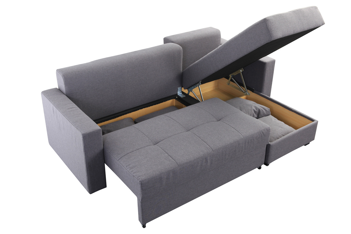 Verstellbares Ecksofa (Ecke rechts) HALVIN Grau