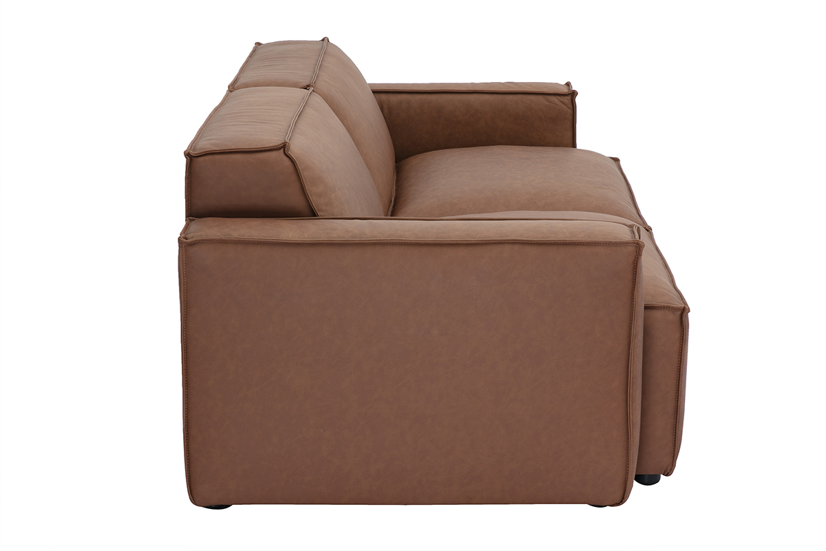 Vintage 3-Sitzer Sofa SPLIT aus modulierbarem braunem Leder