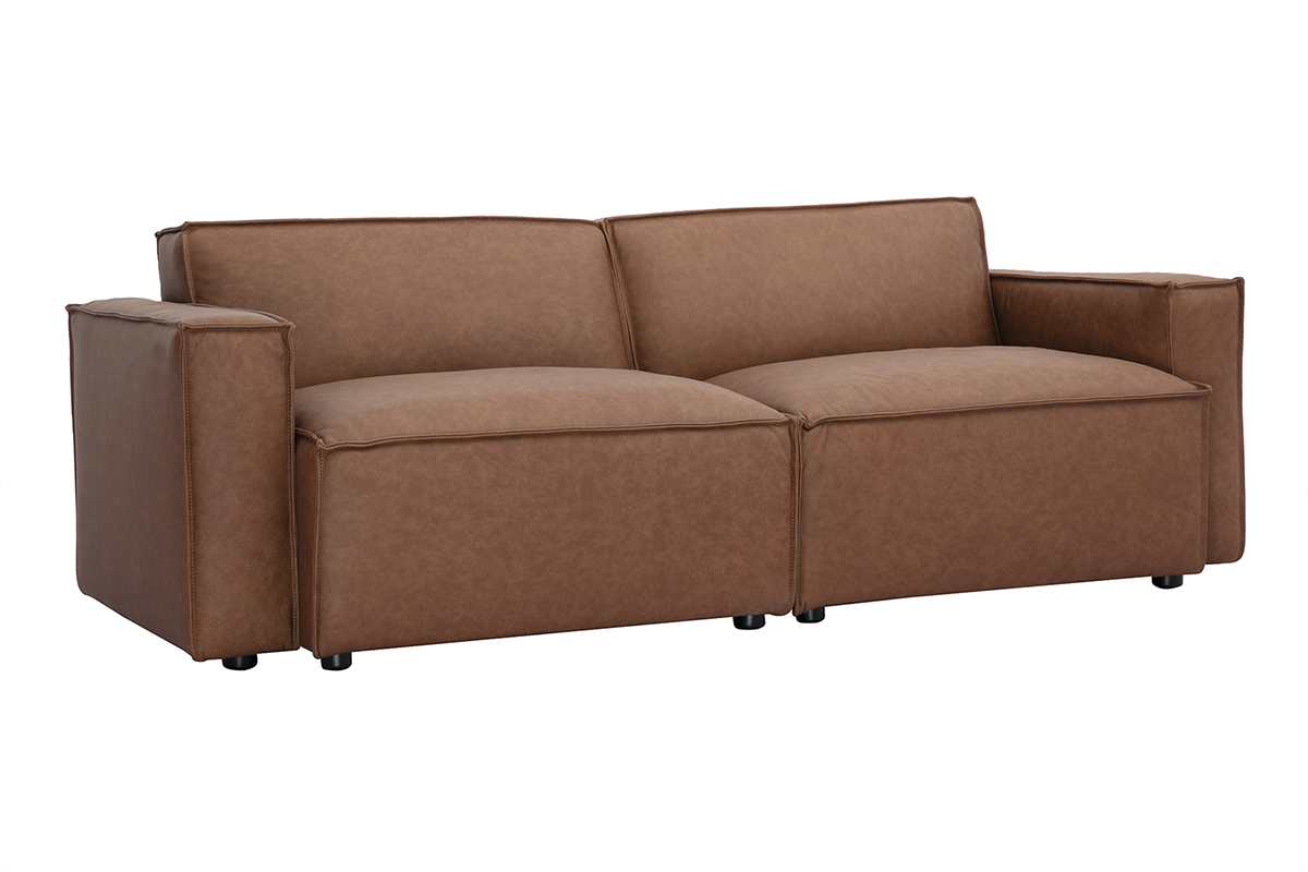 Vintage 3-Sitzer Sofa SPLIT aus modulierbarem braunem Leder