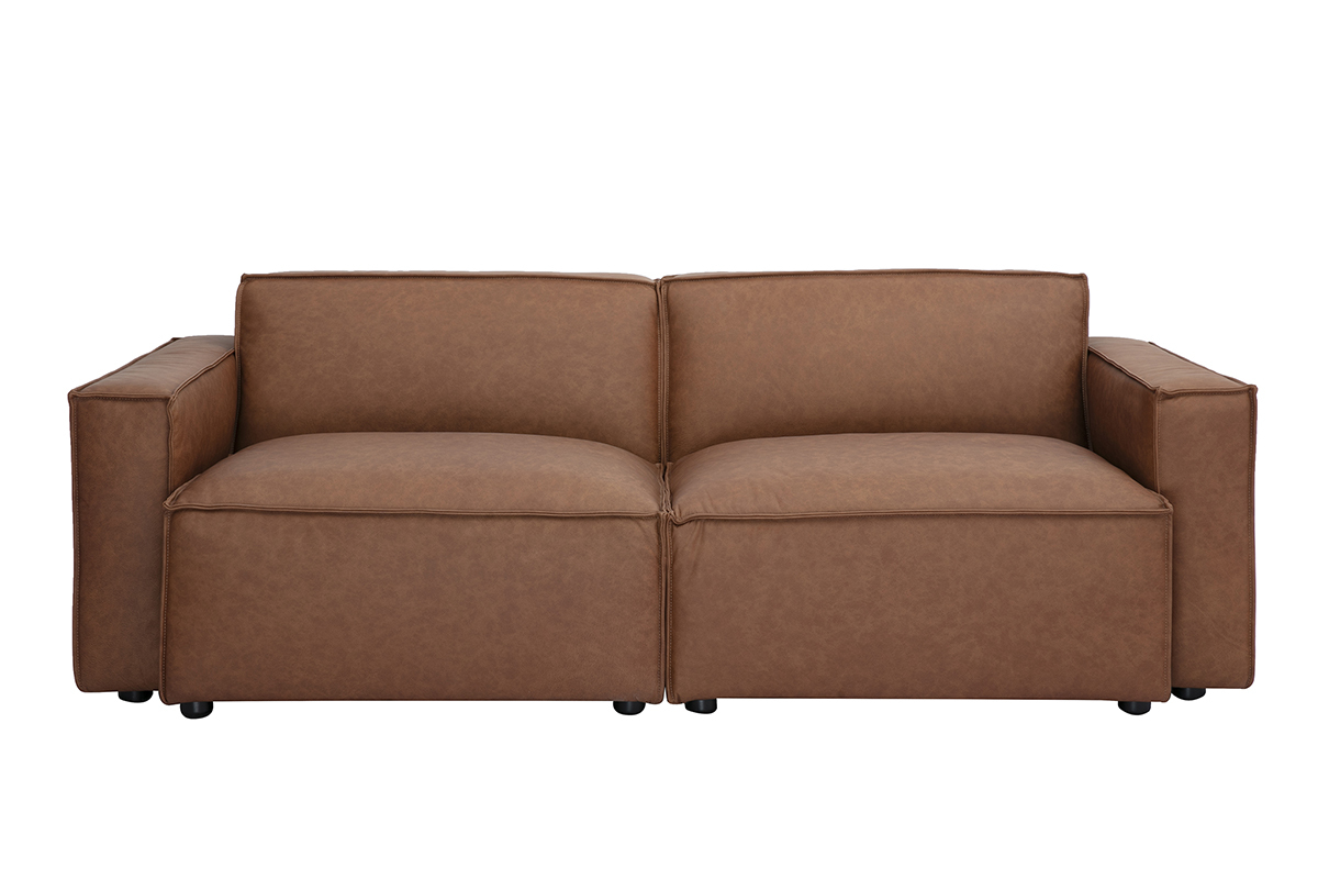 Vintage 3-Sitzer Sofa SPLIT aus modulierbarem braunem Leder