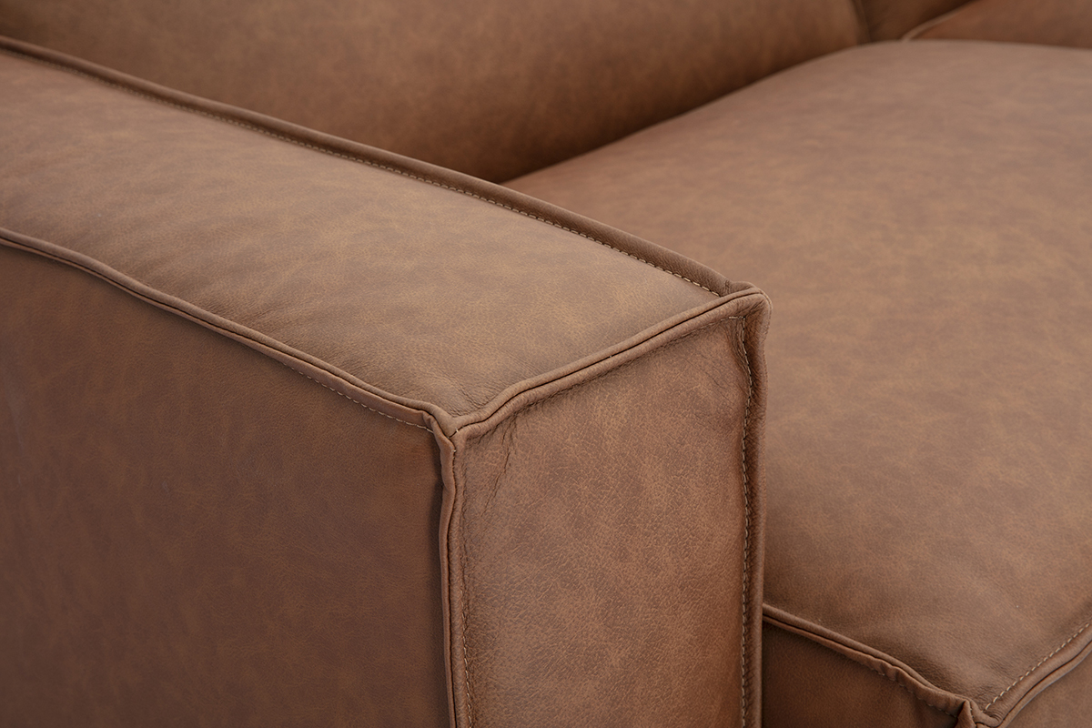 Vintage 3-Sitzer Sofa SPLIT aus modulierbarem braunem Leder