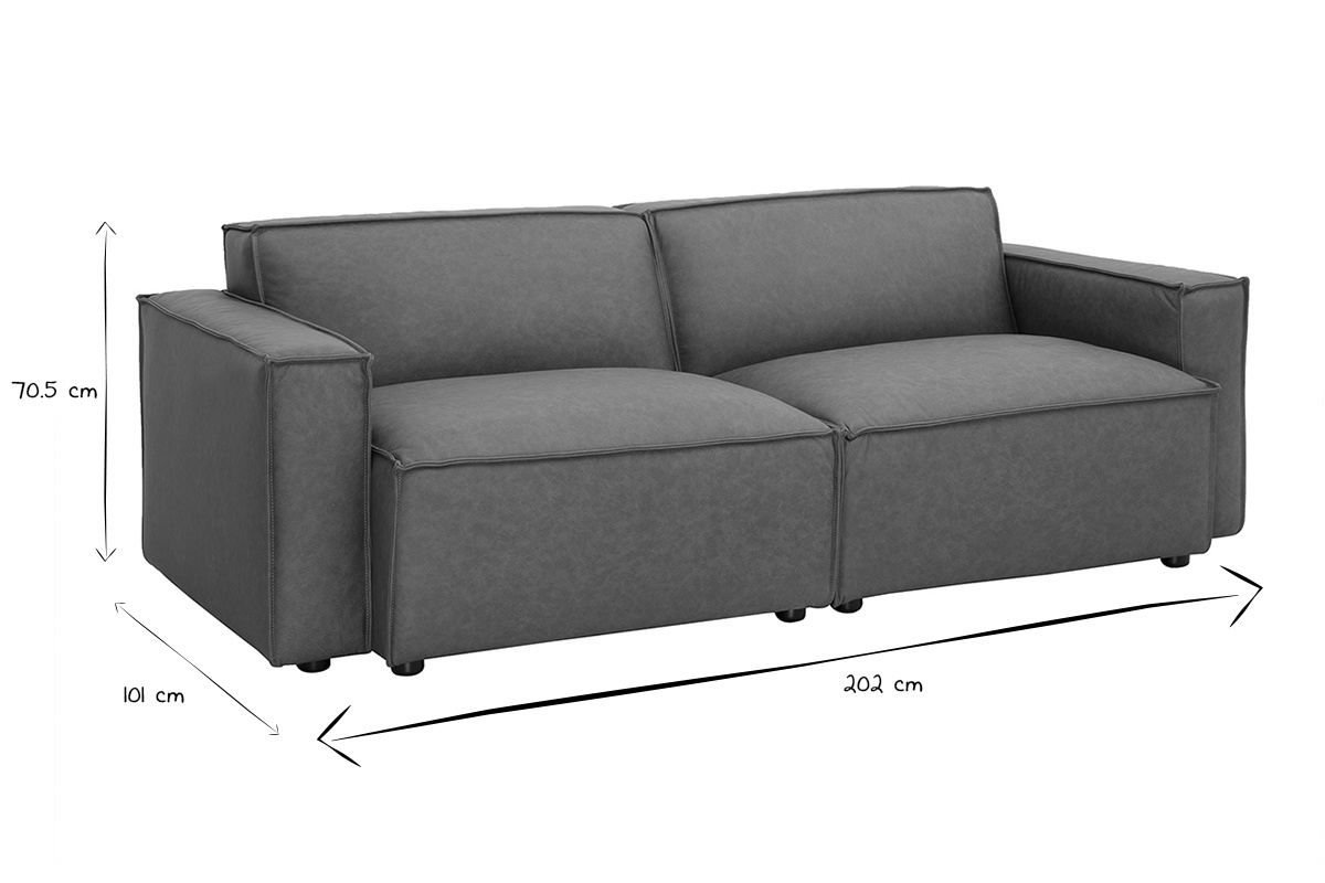 Vintage 3-Sitzer Sofa SPLIT aus modulierbarem braunem Leder