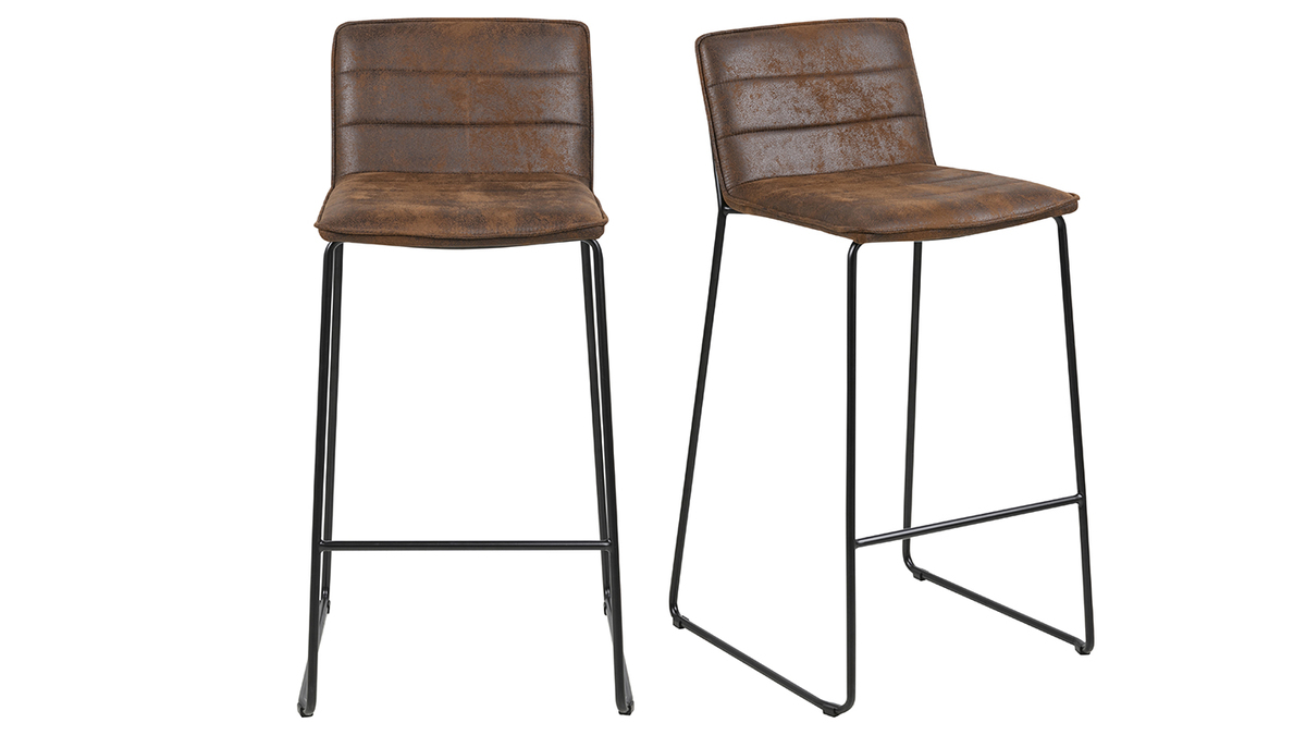 Vintage-Barhocker braun (2er-Set) CLINT