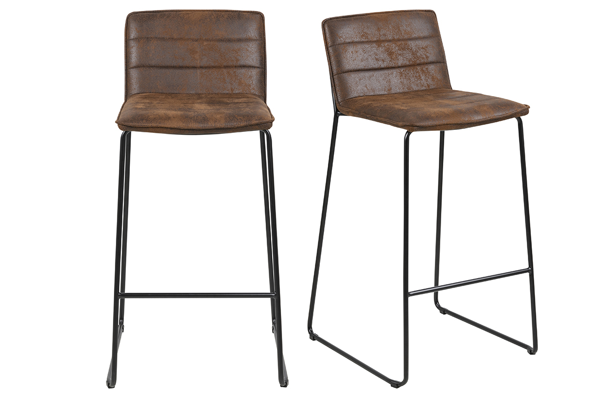 Vintage-Barhocker braun (2er-Set) CLINT