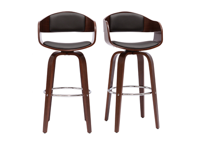 Vintage-Barhocker drehbar 360&deg; Walnuss H67cm GAO