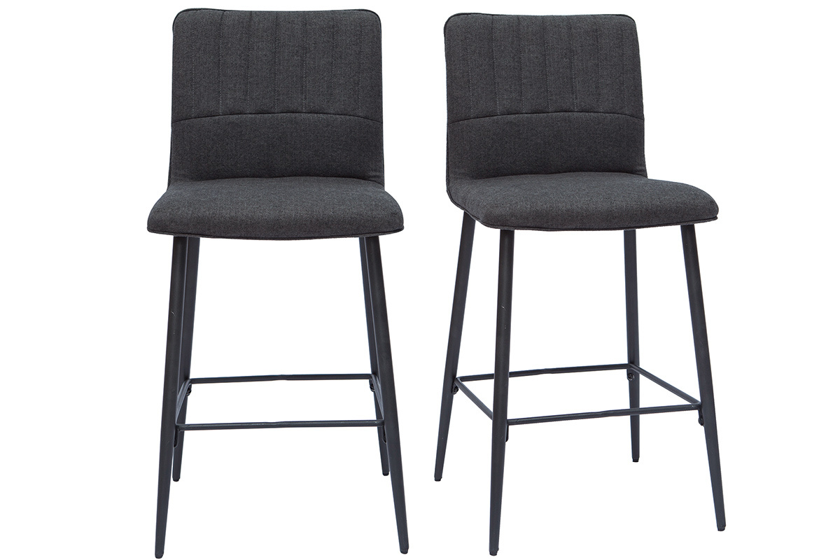 Vintage-Barhocker dunkelgrau (2er-Set) FARELL