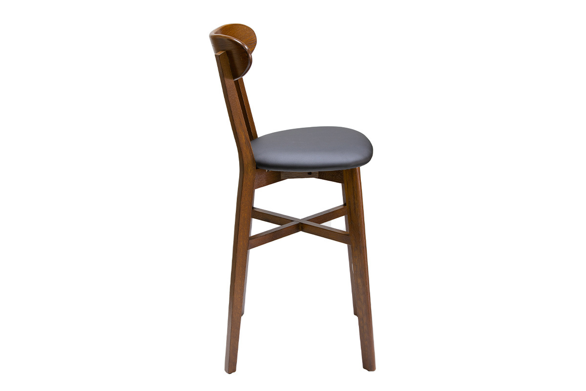 Vintage-Barhocker dunkles Eichenholz und schwarze Sitzflche H 65 cm DOVE