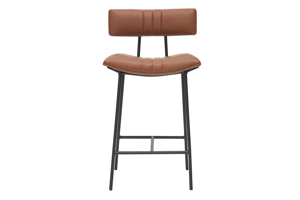 Vintage Barhocker in hellbraun und mit Metall H65 cm GOTHAM