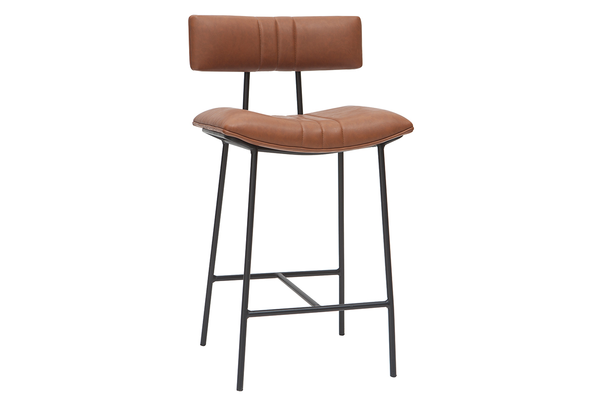Vintage Barhocker in hellbraun und mit Metall H65 cm GOTHAM