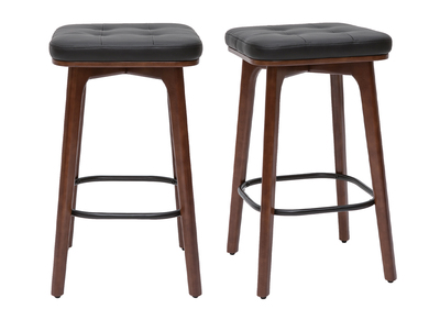 Vintage-Barhocker in Schwarz und dunkles Holz 65 cm (2er-Set) GRAMMA
