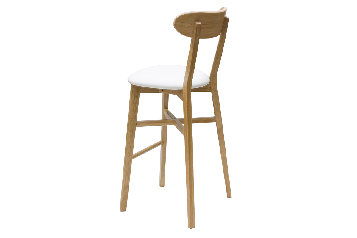 Vintage-Barhocker in Wei und mit hellem Holz H75 cm DOVE