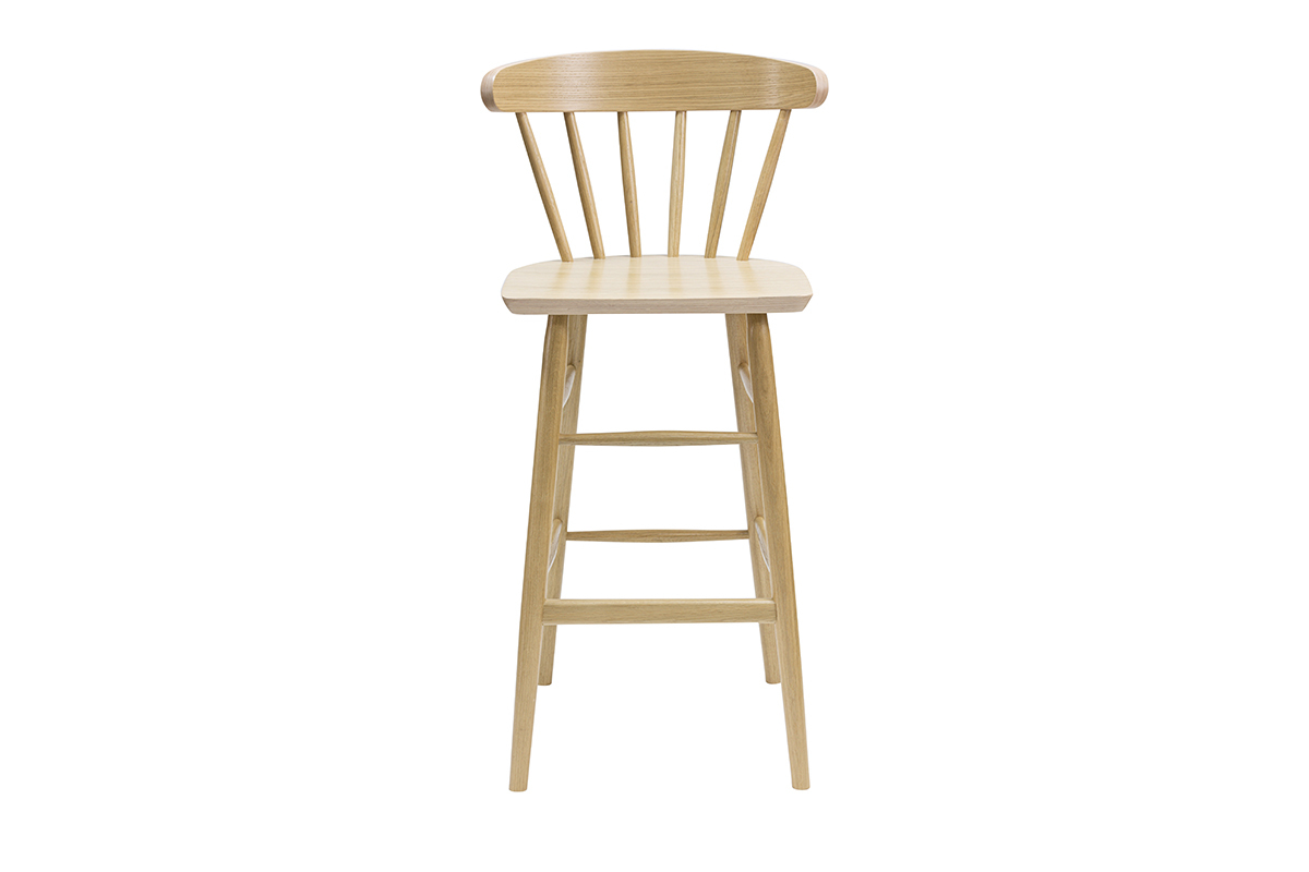 Vintage Barhocker mit Fusttze helles Holz H65 cm DARIA
