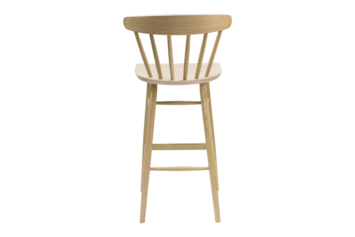 Vintage Barhocker mit Fusttze helles Holz H65 cm DARIA