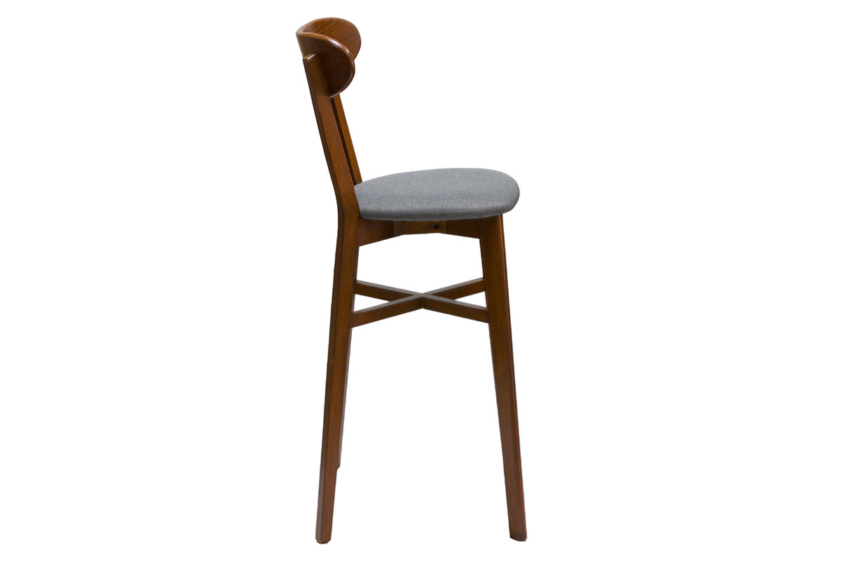 Vintage-Barhocker Walnuss und anthrazitgrau H75 cm DOVE
