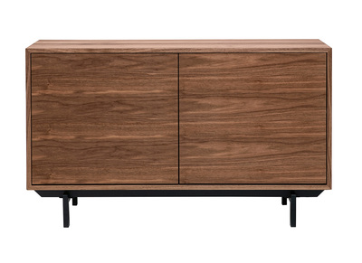Vintage Buffet aus dunklem Nussbaumholz, 2 T&uuml;ren, L120 cm MANNY