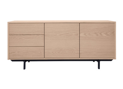 Vintage Buffet Holz Eiche Finish 2 Türen 3 Schubladen L160 cm MANNY