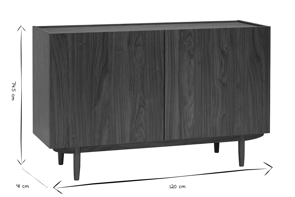 Abmessungen des Vintage-Sideboards SANAA in Schwarz und Wei�: 120 cm breit, 41 cm tief, 74,5 cm hoch.