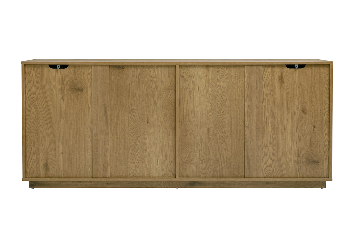 Vintage-Sideboard aus Eichenholz, 4 T�ren, R�ckansicht, L180 cm, klares und warmes Design.